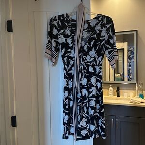 Designer Bobeau floral, white, black and pink dress